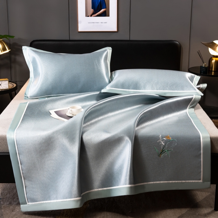 91家纺网 家纺一手货源 找家纺 欧冠 2022新款高端碳光1800冰丝席系列碳光冰丝-水绿