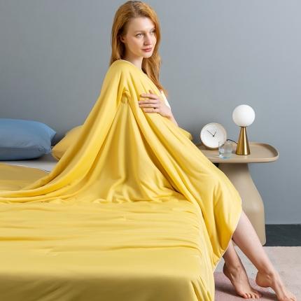 鸣升 新款100%锦纶A类凉感丝夏被冰淇淋空调被网红直播 黄拼蓝