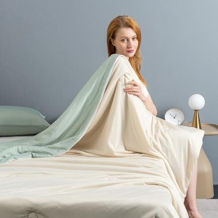 鸣升 新款100%锦纶A类凉感丝夏被冰淇淋空调被网红直播 米拼绿