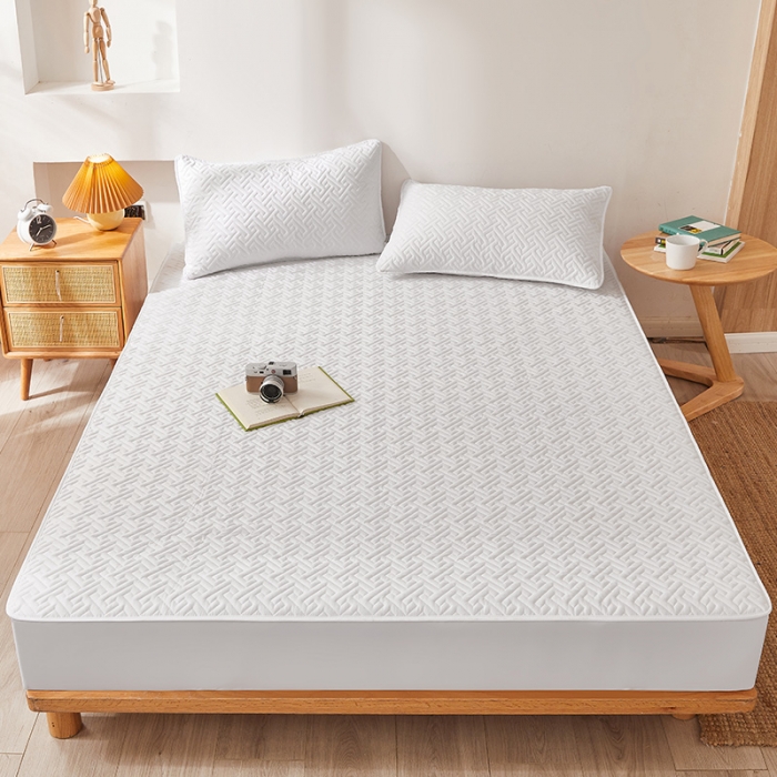 91家纺网 家纺一手货源 找家纺 给笠 2023新款直播爆款夹棉床笠 格律-酒店白