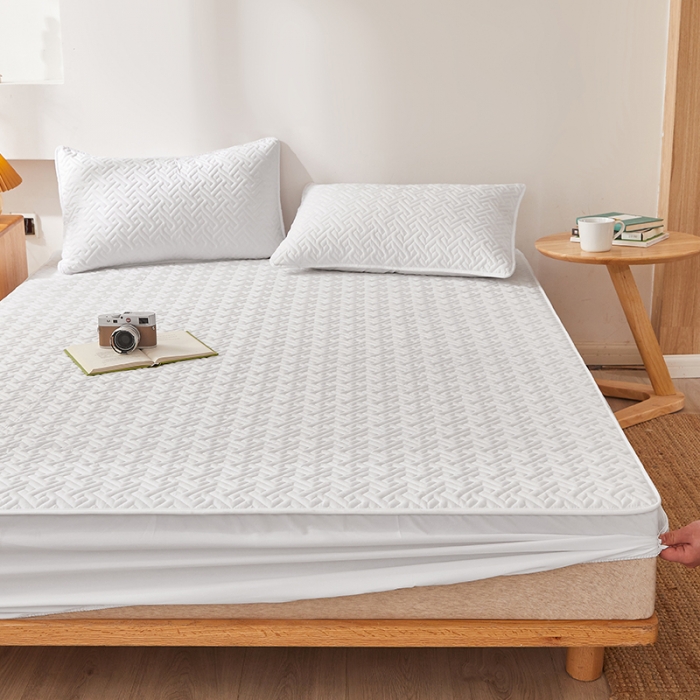 91家纺网 家纺一手货源 找家纺 给笠 2023新款直播爆款夹棉床笠 格律-酒店白