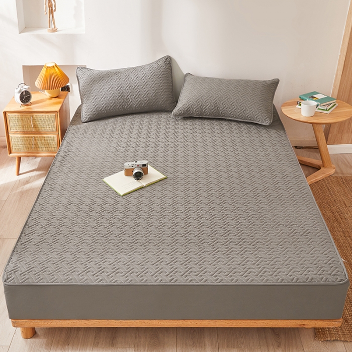 91家纺网 家纺一手货源 找家纺 给笠 2023新款直播爆款夹棉床笠 格律-气质灰