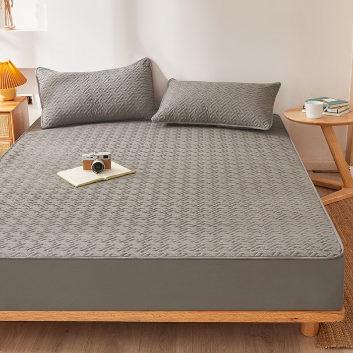 91家纺网 家纺一手货源 找家纺 给笠 2023新款直播爆款夹棉床笠 格律-气质灰