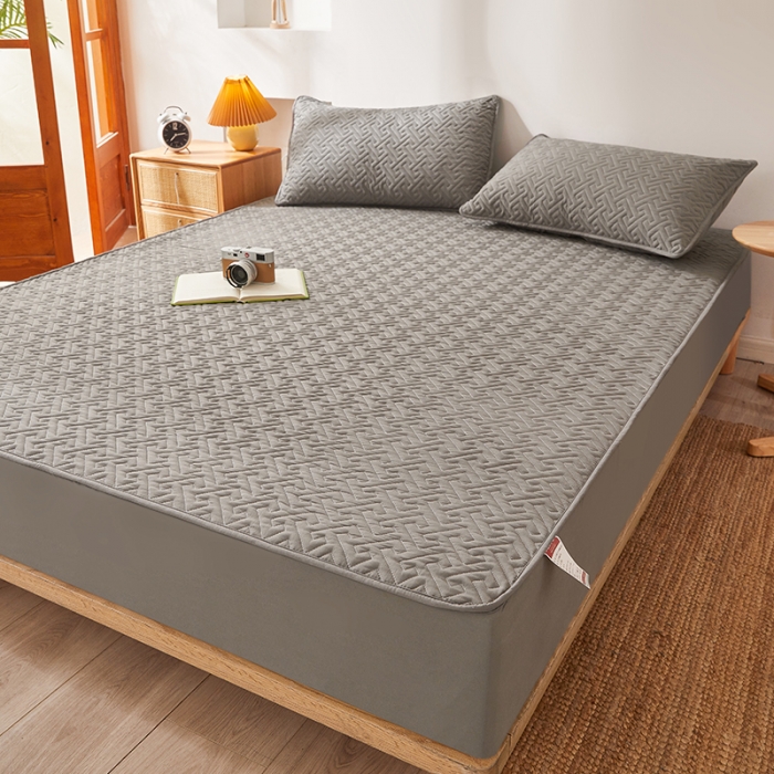 91家纺网 家纺一手货源 找家纺 给笠 2023新款直播爆款夹棉床笠 格律-气质灰