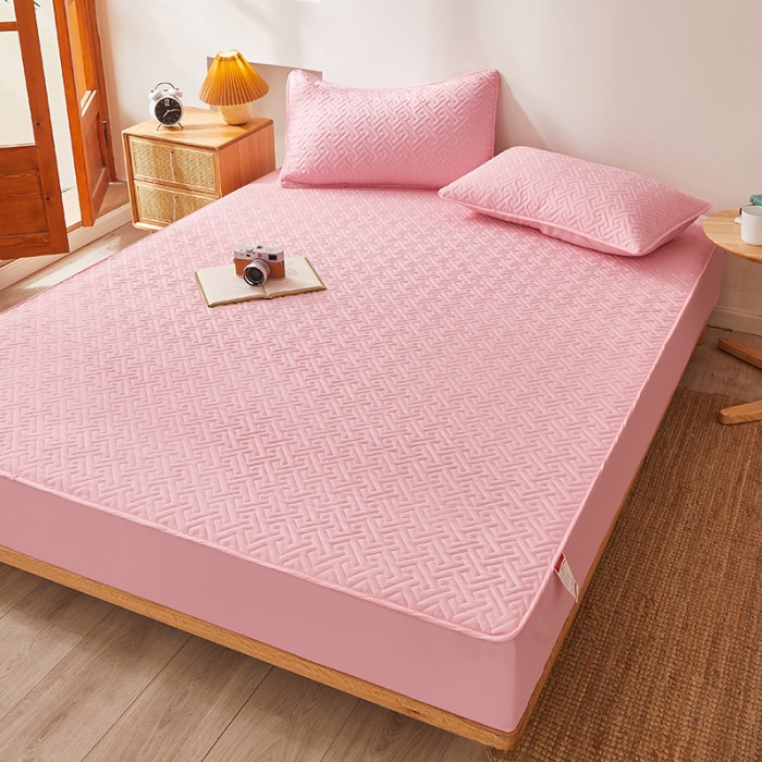 91家纺网 家纺一手货源 找家纺 给笠 2023新款直播爆款夹棉床笠 格律-温馨粉