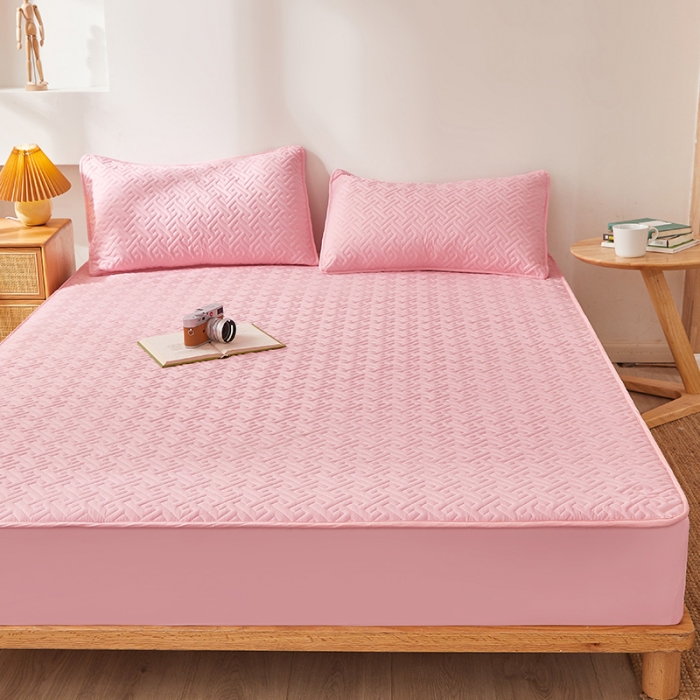 91家纺网 家纺一手货源 找家纺 给笠 2023新款直播爆款夹棉床笠 格律-温馨粉