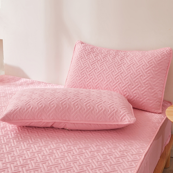 91家纺网 家纺一手货源 找家纺 给笠 2023新款直播爆款夹棉床笠 格律-温馨粉