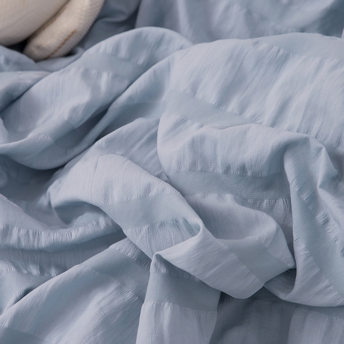 91家纺网 家纺一手货源 找家纺 慕澄 2022新款公主风泡泡纱花边四件套 宁静蓝