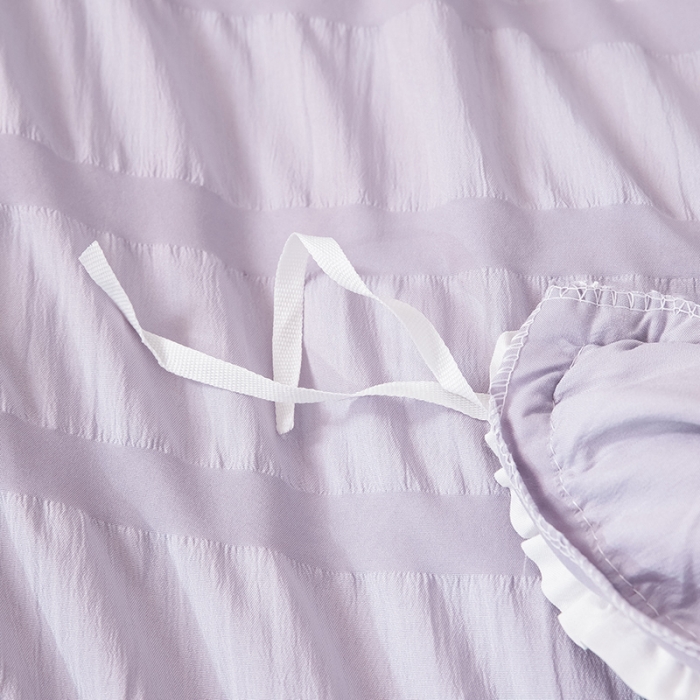 91家纺网 家纺一手货源 找家纺 慕澄 2022新款公主风泡泡纱花边四件套 优雅紫