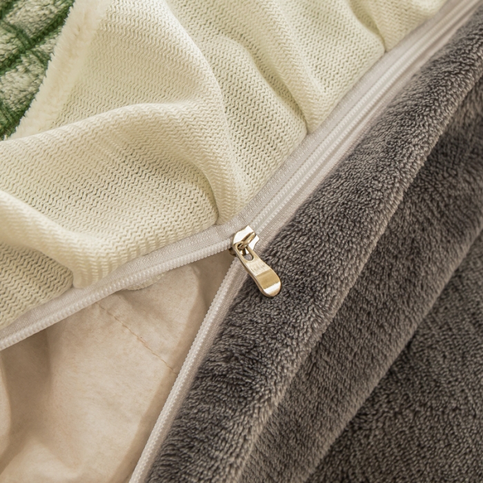 91家纺网 家纺一手货源 找家纺 慕澄 2022牛奶绒剪花绒荷叶边四件套暖光效果图 奶茶绿