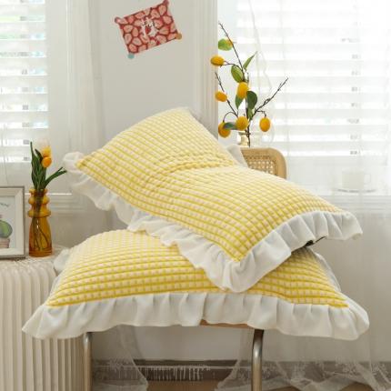 慕澄 2022新款牛奶绒花边枕套48*74一对 满天星