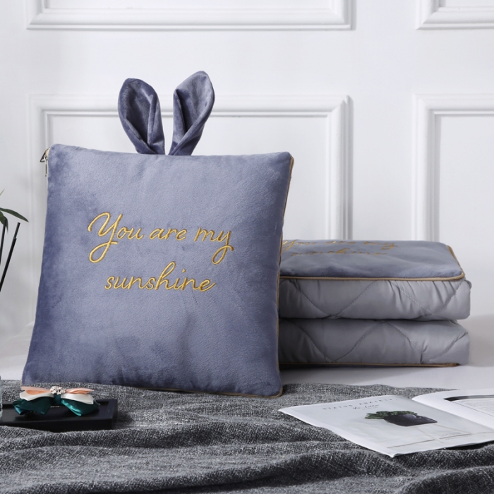 91家纺网 家纺一手货源 找家纺 慕澄 2022新款兔兔网红抱枕被 兔兔-星空灰