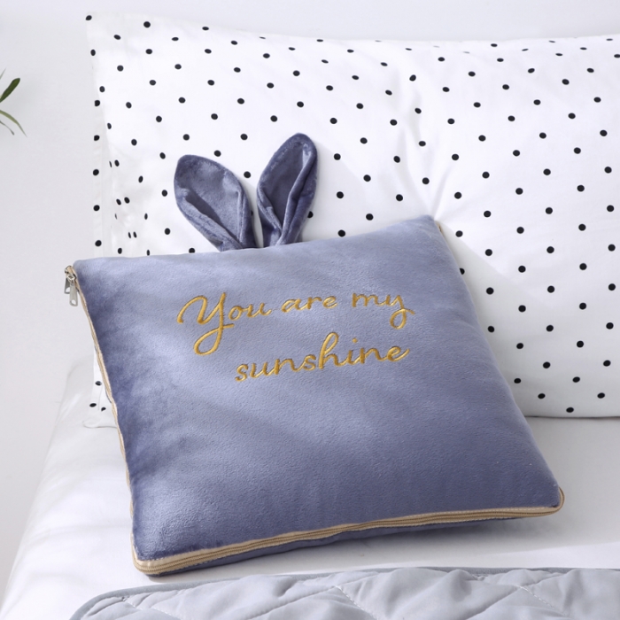 91家纺网 家纺一手货源 找家纺 慕澄 2022新款兔兔网红抱枕被 兔兔-星空灰