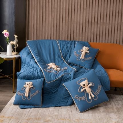 慕澄 2022新款玩偶熊可拆卸抱枕被 玩偶熊-宝石蓝
