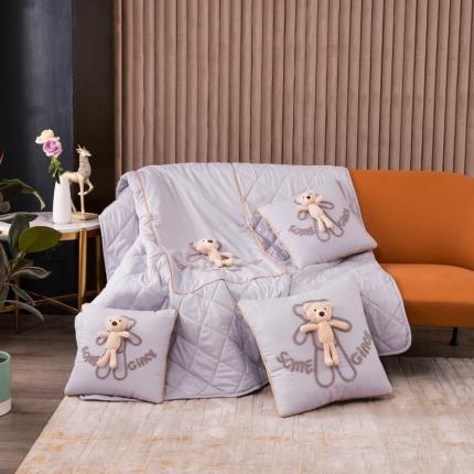 慕澄 2022新款玩偶熊可拆卸抱枕被 玩偶熊-丁香紫