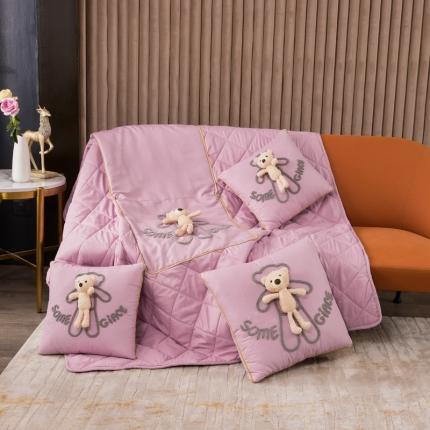 慕澄 2022新款玩偶熊可拆卸抱枕被 玩偶熊-公主粉