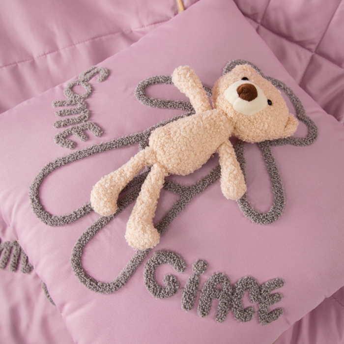 91家纺网 家纺一手货源 找家纺 慕澄 2022新款玩偶熊可拆卸抱枕被 玩偶熊-公主粉