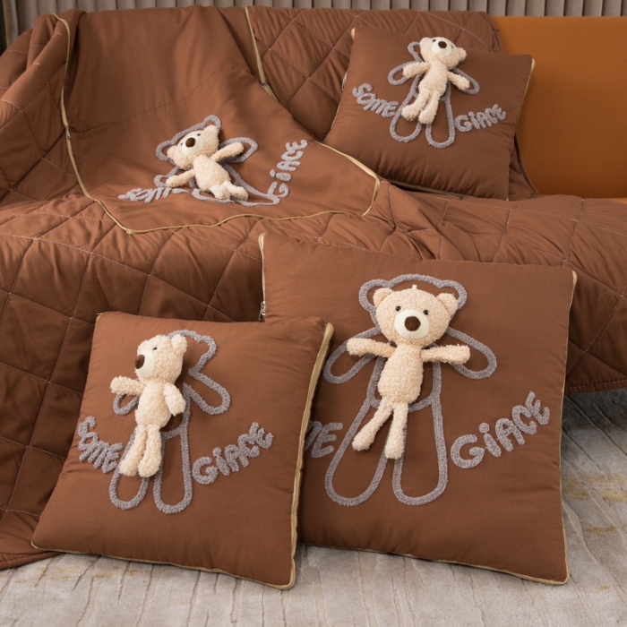 91家纺网 家纺一手货源 找家纺 慕澄 2022新款玩偶熊可拆卸抱枕被 玩偶熊-焦糖布丁