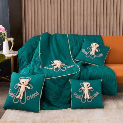 慕澄 2022新款玩偶熊可拆卸抱枕被 玩偶熊-墨绿色