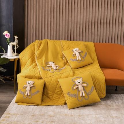 慕澄 2022新款玩偶熊可拆卸抱枕被 玩偶熊-柠檬黄