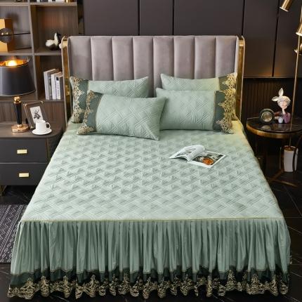 91家纺网 家纺一手货源 找家纺 （总）衿成 2025念新款食物链顶端是黑蕾丝花边全棉夹棉床裙珍藏版黛丝系列