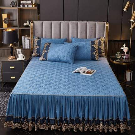 91家纺网 家纺一手货源 找家纺 （总）衿成 2025念新款食物链顶端是黑蕾丝花边全棉夹棉床裙珍藏版黛丝系列