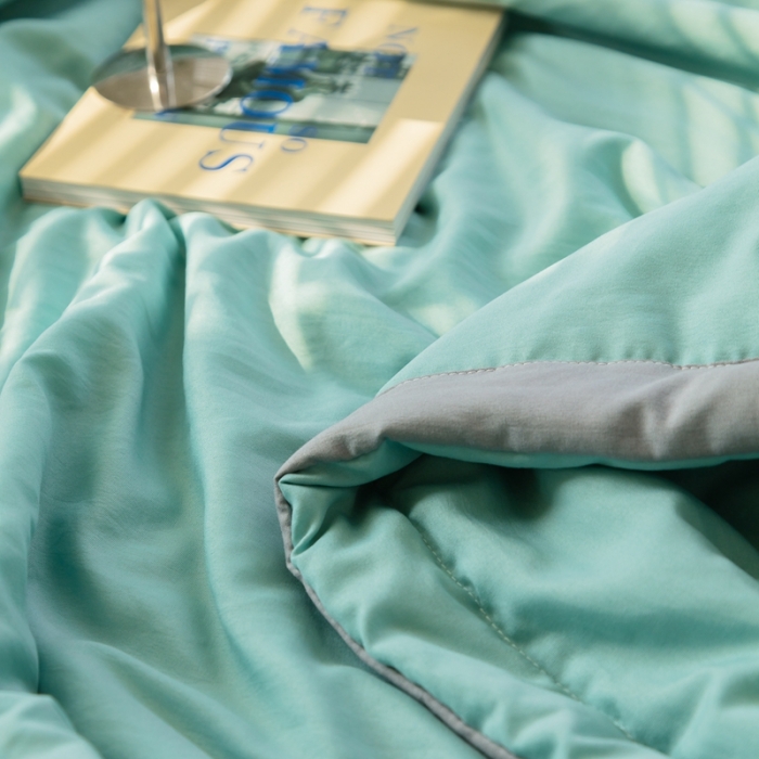 91家纺网 家纺一手货源 找家纺 森林人 2022新款水洗棉大豆纤维夏凉被 薄荷绿