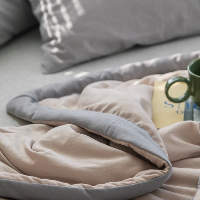 91家纺网 家纺一手货源 找家纺 森林人 2022新款水洗棉大豆纤维夏凉被 卡其