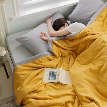 森林人 2022新款水洗棉大豆纤维夏凉被 柠檬黄