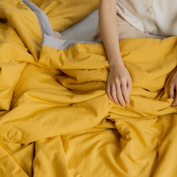 91家纺网 家纺一手货源 找家纺 森林人 2022新款水洗棉大豆纤维夏凉被 柠檬黄