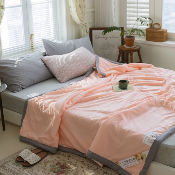 91家纺网 家纺一手货源 找家纺 森林人 2022新款水洗棉大豆纤维夏凉被 优雅玉