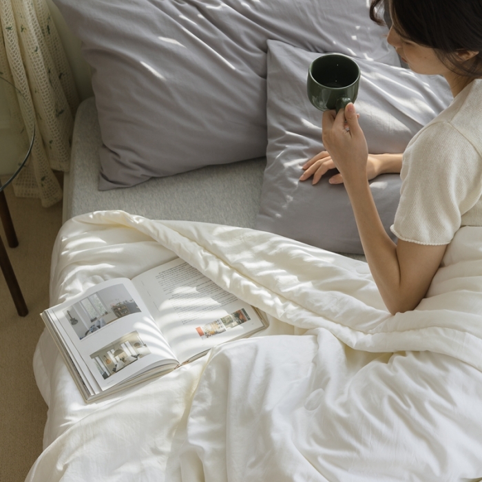 91家纺网 家纺一手货源 找家纺 森林人 2022新款水洗棉大豆纤维夏凉被 珍珠白