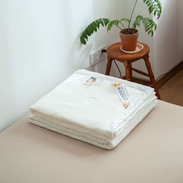 91家纺网 家纺一手货源 找家纺 森林人 2022新款水洗棉大豆纤维夏凉被 珍珠白