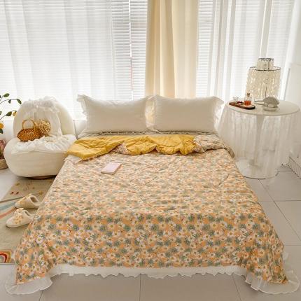 91家纺网 家纺一手货源 找家纺 林希 2022春夏新款四季棉花边夏被 橘彩桔