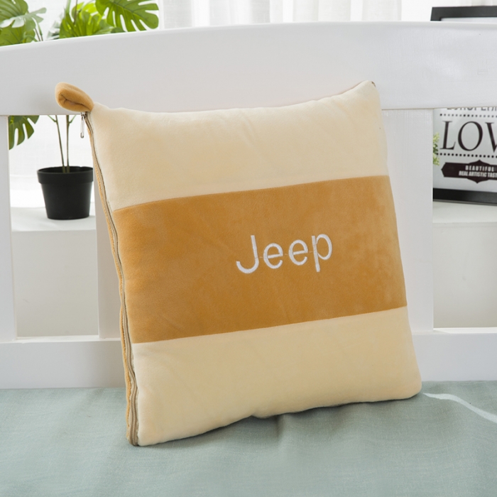 91家纺网 家纺一手货源 找家纺 慕澄 2022新款水晶绒双拼抱枕被 jeep黄