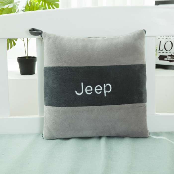 91家纺网 家纺一手货源 找家纺 慕澄 2022新款水晶绒双拼抱枕被 jeep灰