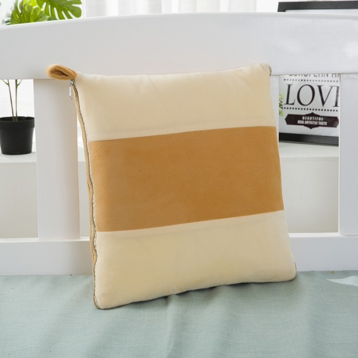 91家纺网 家纺一手货源 找家纺 慕澄 2022新款水晶绒双拼抱枕被 抱枕被黄