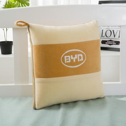 慕澄 2022新款水晶绒双拼抱枕被 比亚迪黄