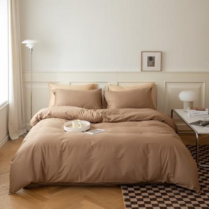 绫韵 2022新款13374全棉素色双拼系列被套 胡桃色