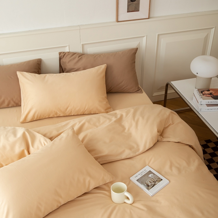 91家纺网 家纺一手货源 找家纺 绫韵 2022新款13374全棉素色双拼系列被套 浅米驼