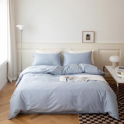 绫韵 2022新款13374全棉素色双拼系列被套 蔚蓝