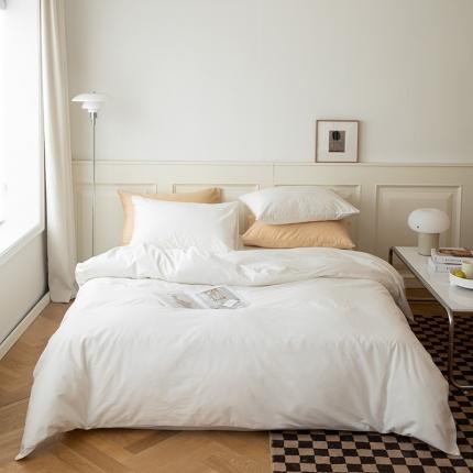 绫韵 2022新款13374全棉素色双拼系列被套 莹白色