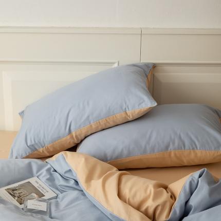 91家纺网 家纺一手货源 找家纺 （总）绫韵 2022新款13374全棉素色双拼枕套48*74