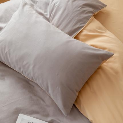 91家纺网 家纺一手货源 找家纺 绫韵新款13374全棉素色双拼枕套48*74高级灰+浅米驼