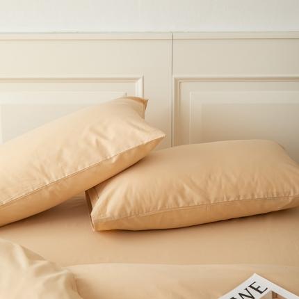 91家纺网 家纺一手货源 找家纺 绫韵 2022新款13374全棉素色双拼枕套48*74浅米驼