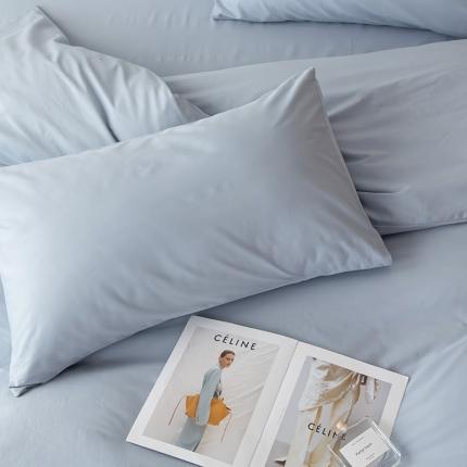 91家纺网 家纺一手货源 找家纺 绫韵 2022新款13374全棉素色双拼枕套48*74蔚蓝