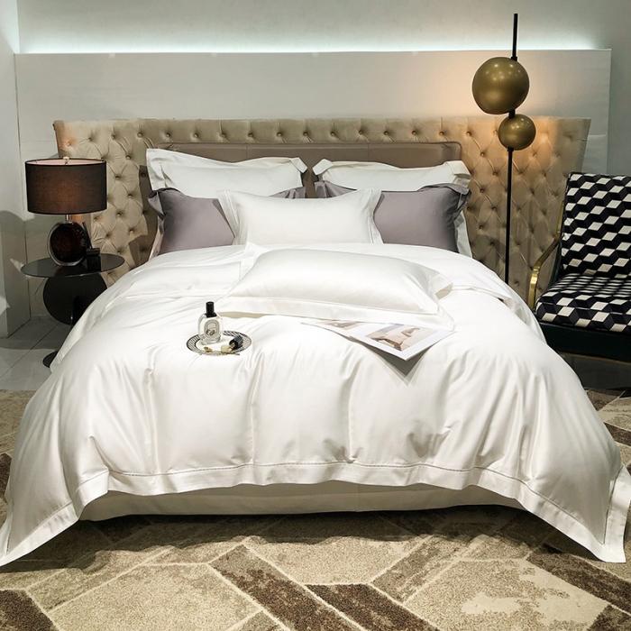 91家纺网 家纺一手货源 找家纺 2022款140支素色镂空全棉四件套纯棉臻系列含礼盒