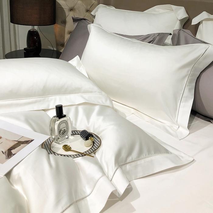 91家纺网 家纺一手货源 找家纺 2022款140支素色镂空全棉四件套纯棉臻系列含礼盒