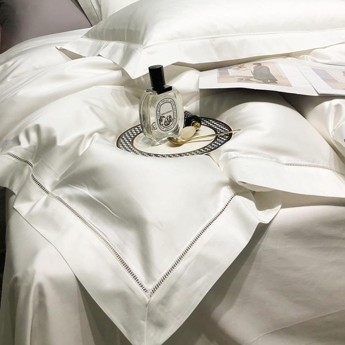 91家纺网 家纺一手货源 找家纺 2022款140支素色镂空全棉四件套纯棉臻系列含礼盒