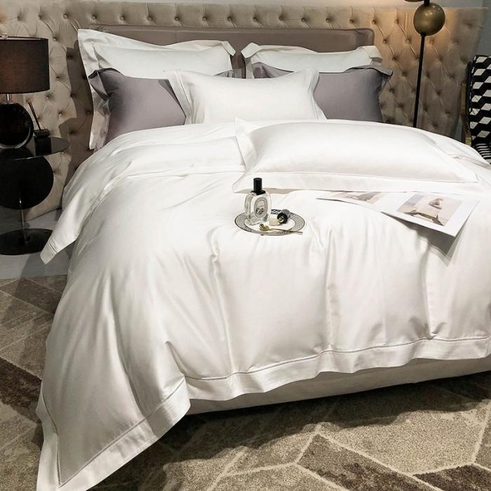 91家纺网 家纺一手货源 找家纺 2022款140支素色镂空全棉四件套纯棉臻系列含礼盒